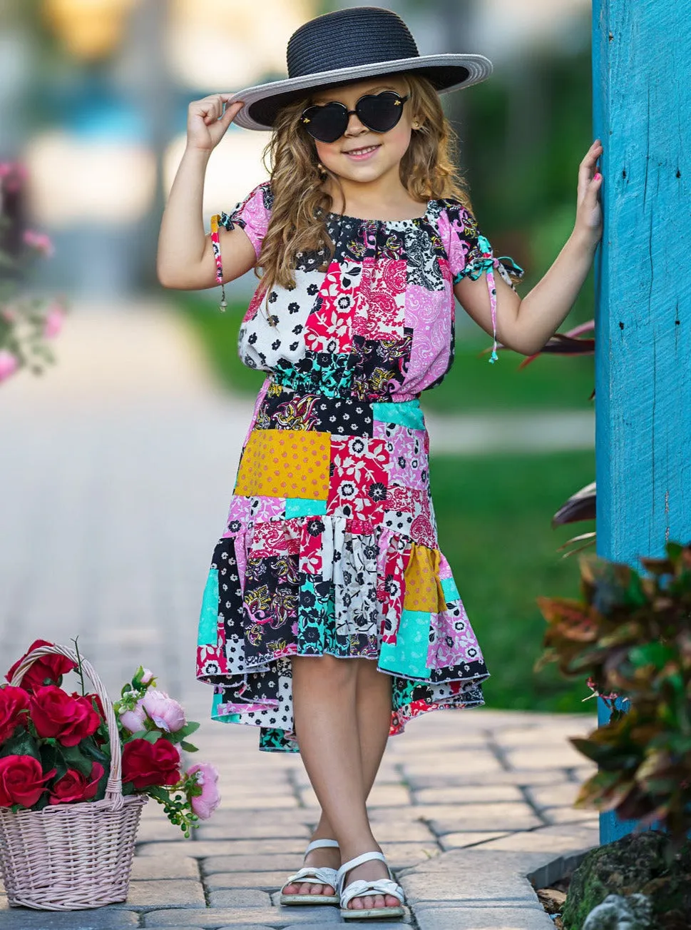 Spring Surprise Patchwork Hi-Lo Skirt Set