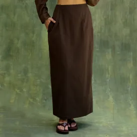 Upcycled Solid Skirt F or Women | Fitted| Brown