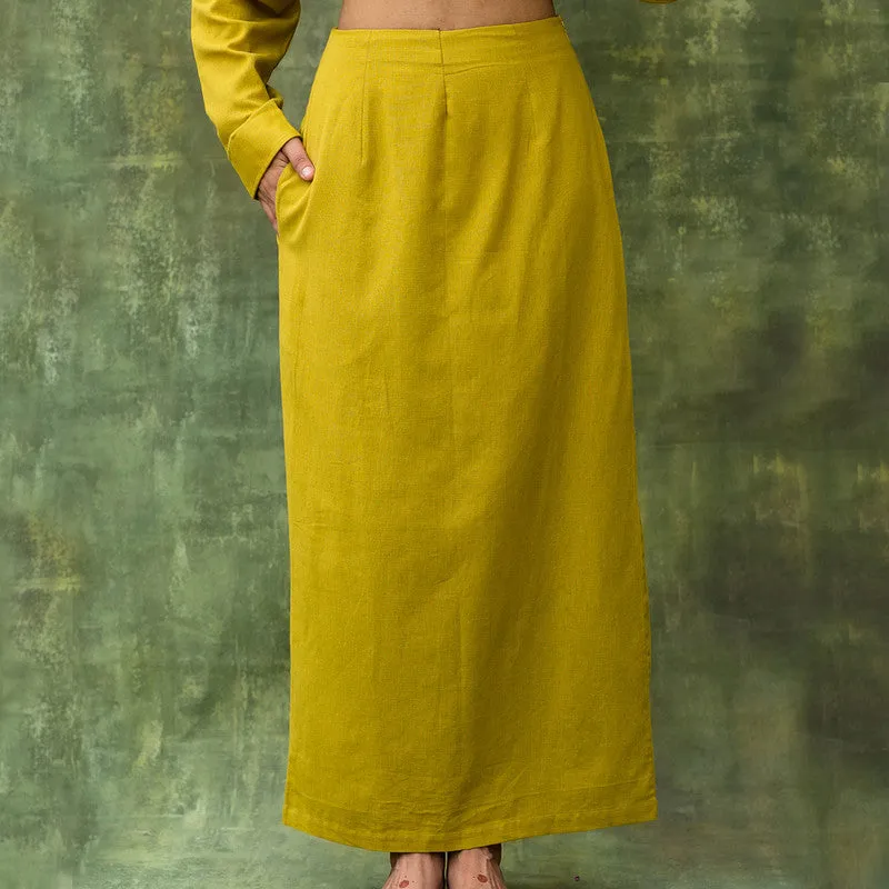Upcycled Solid Skirt For Women | Fitted | Green