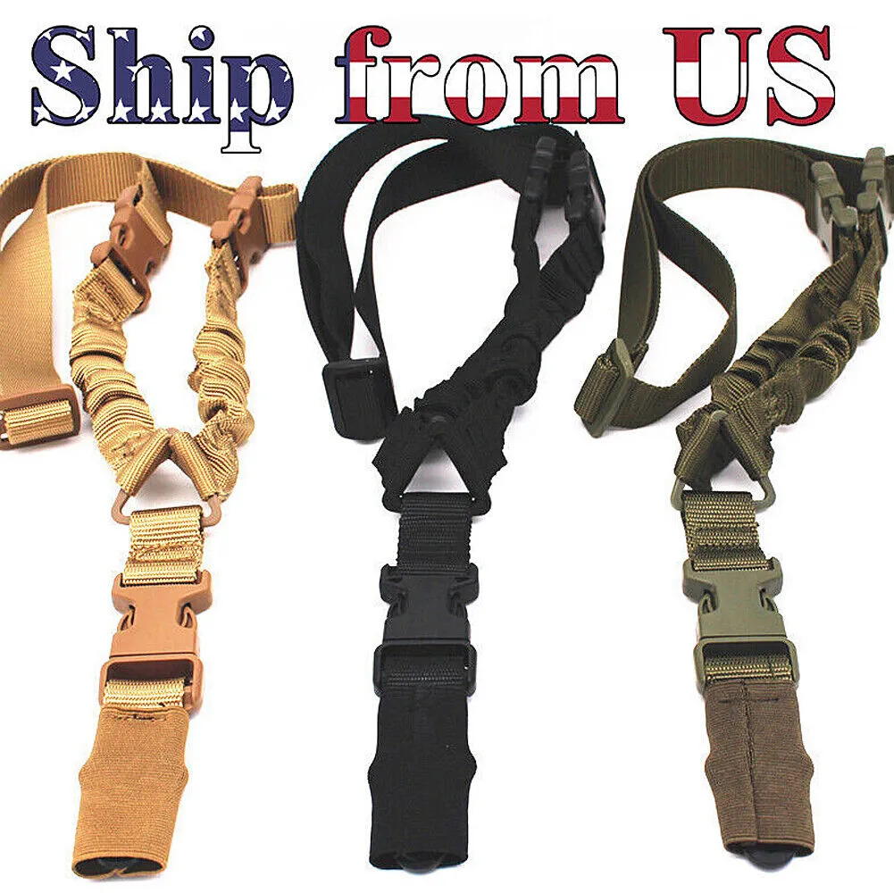 US 1~2 Pack Tactical Single Point Rifle Gun Sling Bungee Strap Adjustable Buckle