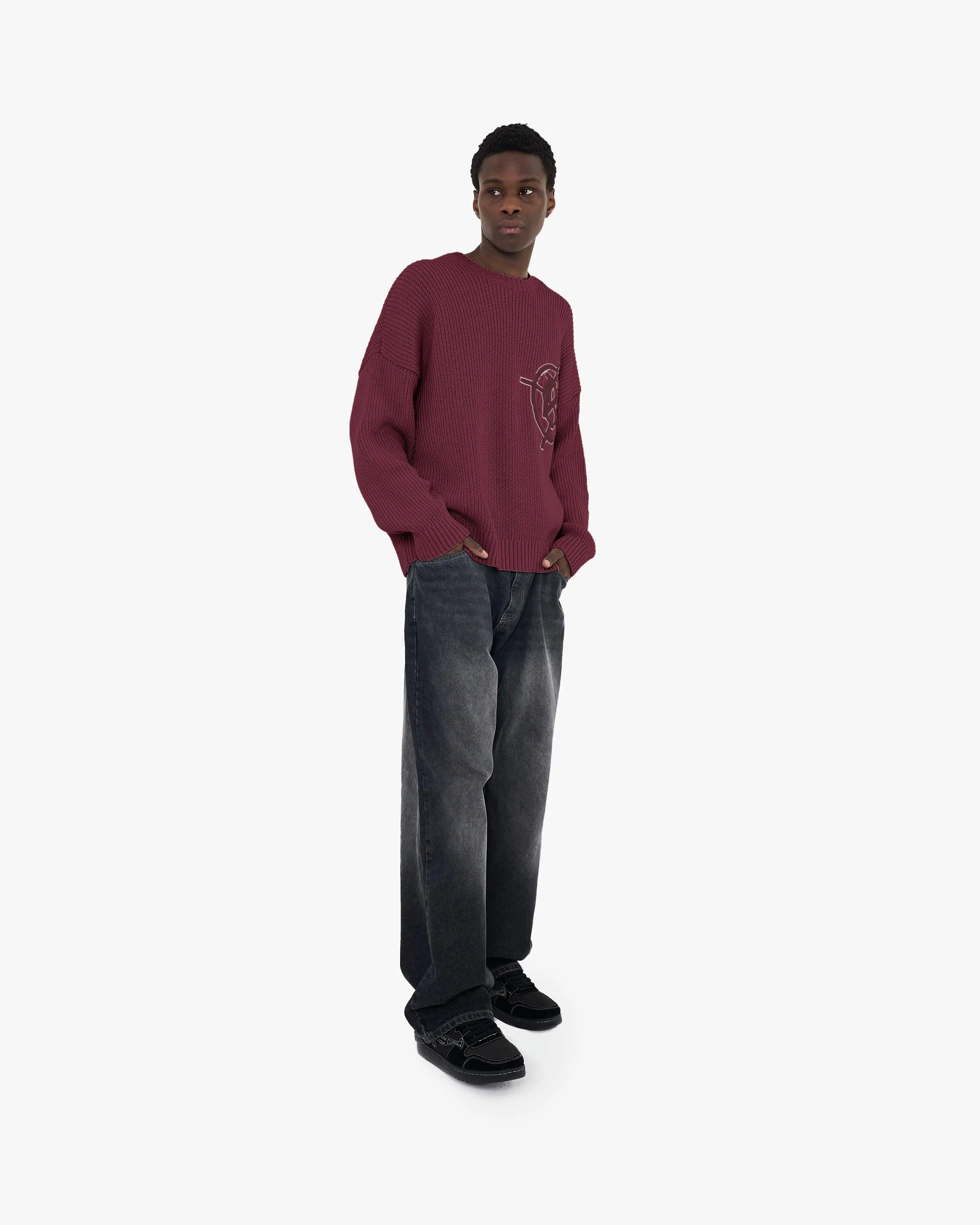 V-LOGO KNITWEAR DARK CHERRY
