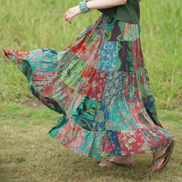 Vintage Random Patchwork Skirt