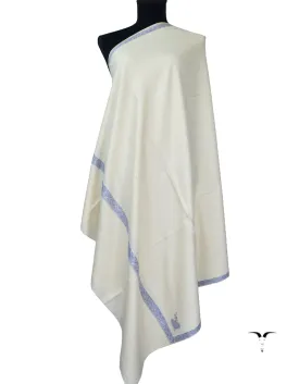 White Pashmina Shawl With Sozni Work 5508