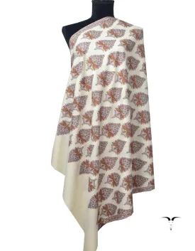 White Pashmina Shawl With Sozni Work 5924