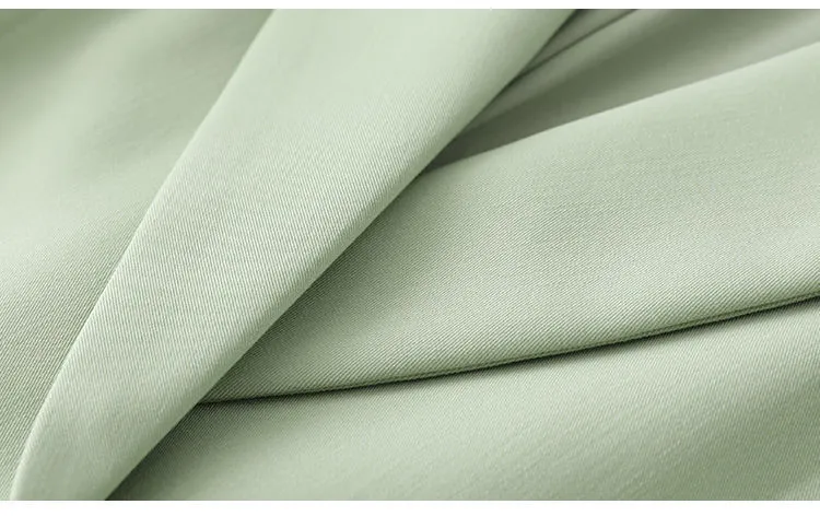 Wjczt 2022 Spring New Women's Two Pieces Suit Set Office Lady French Graceful Coats Pleated Skirts Sets with Waistband Green Clothing