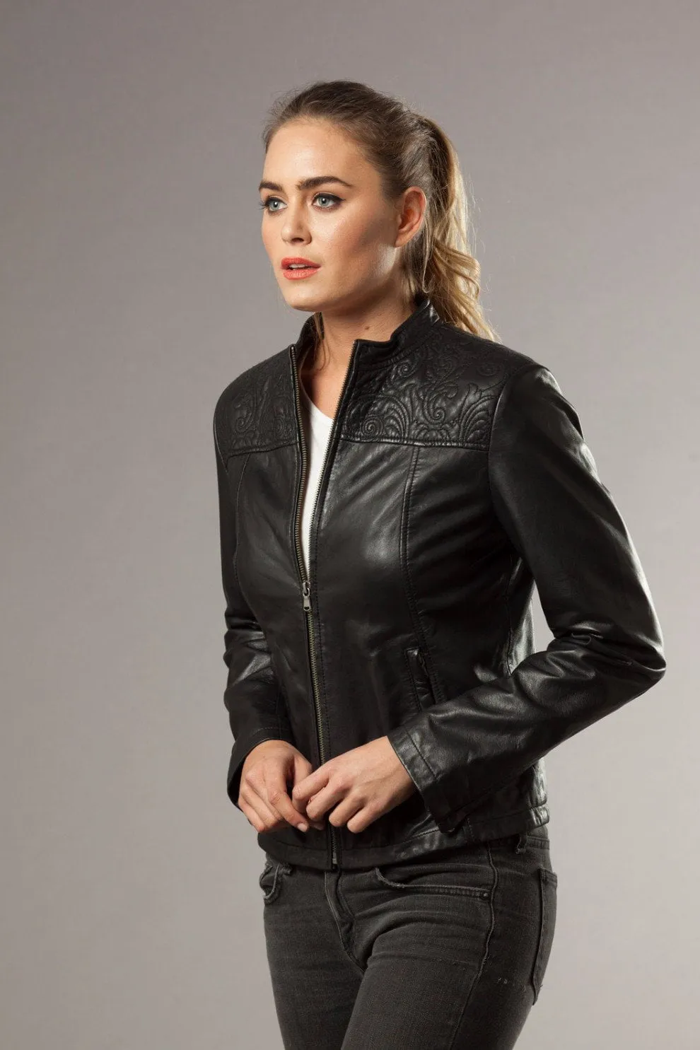 Women Leather Jacket | Black Real Leather Jacket| JESSICA Leather Jacket Size S