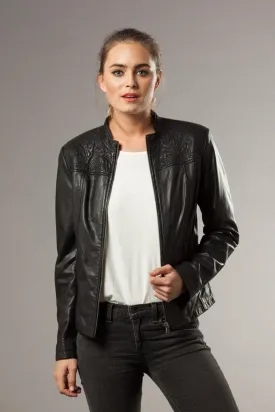 Women Leather Jacket | Black Real Leather Jacket| JESSICA Leather Jacket Size S