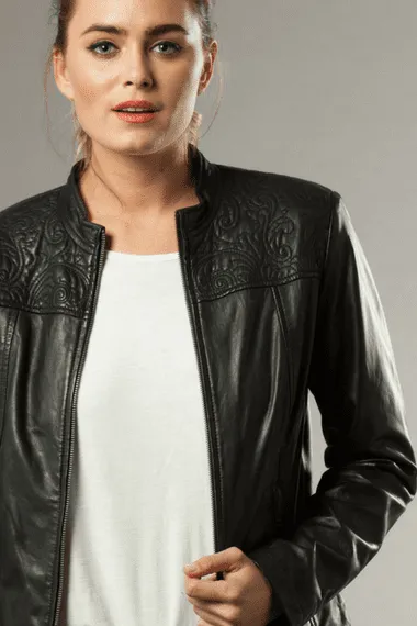 Women Leather Jacket | Black Real Leather Jacket| JESSICA Leather Jacket Size S