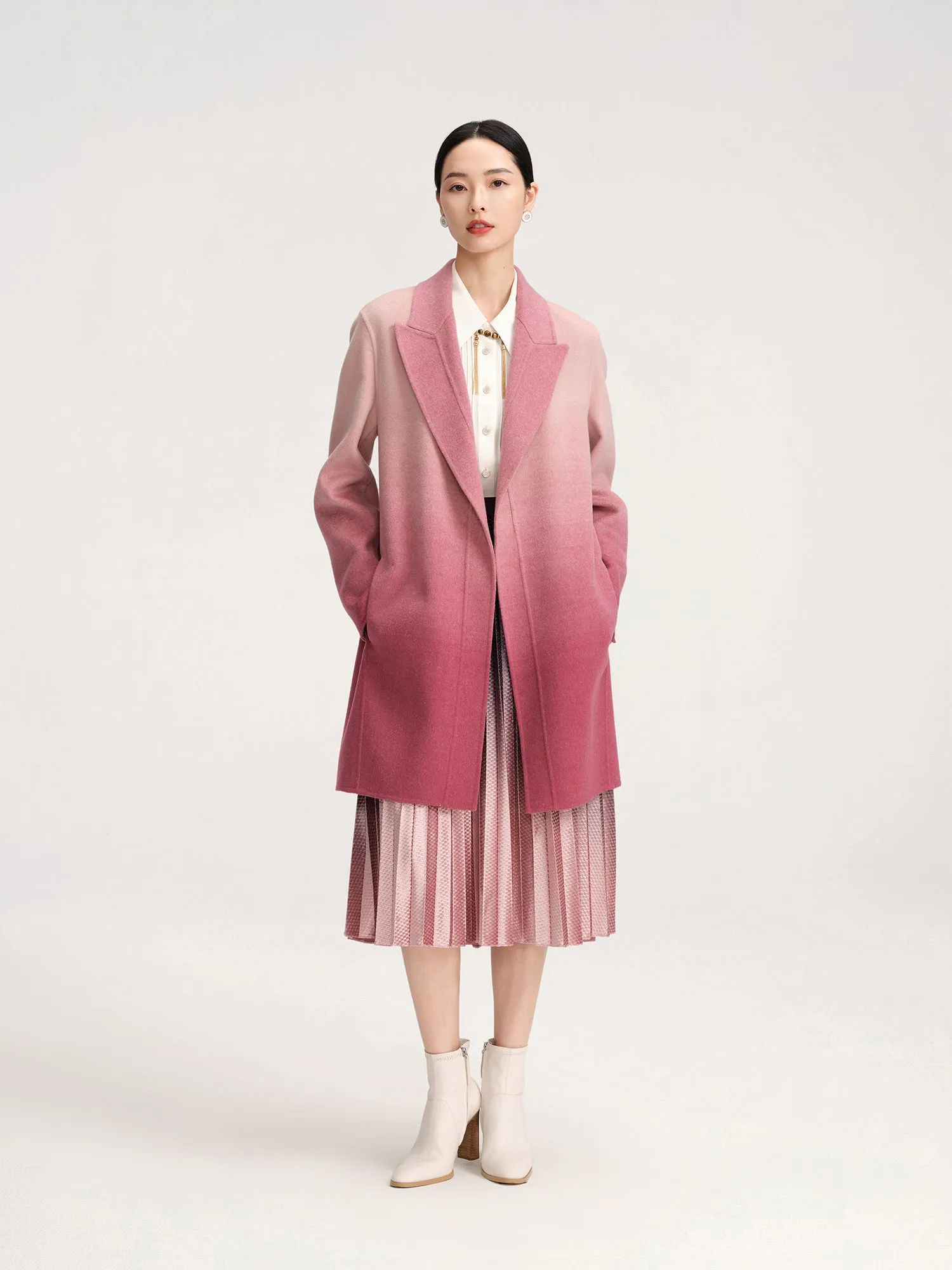 YAYING Gradient Pleated Midi Skirt