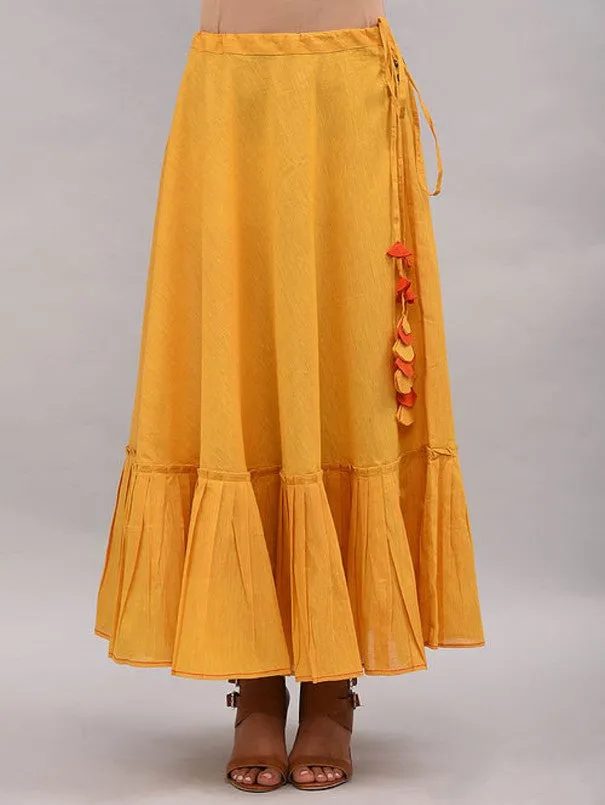 Yellow Umbrella Tiered Cotton Skirt