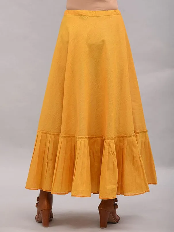 Yellow Umbrella Tiered Cotton Skirt