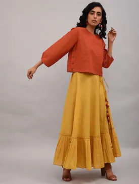 Yellow Umbrella Tiered Cotton Skirt