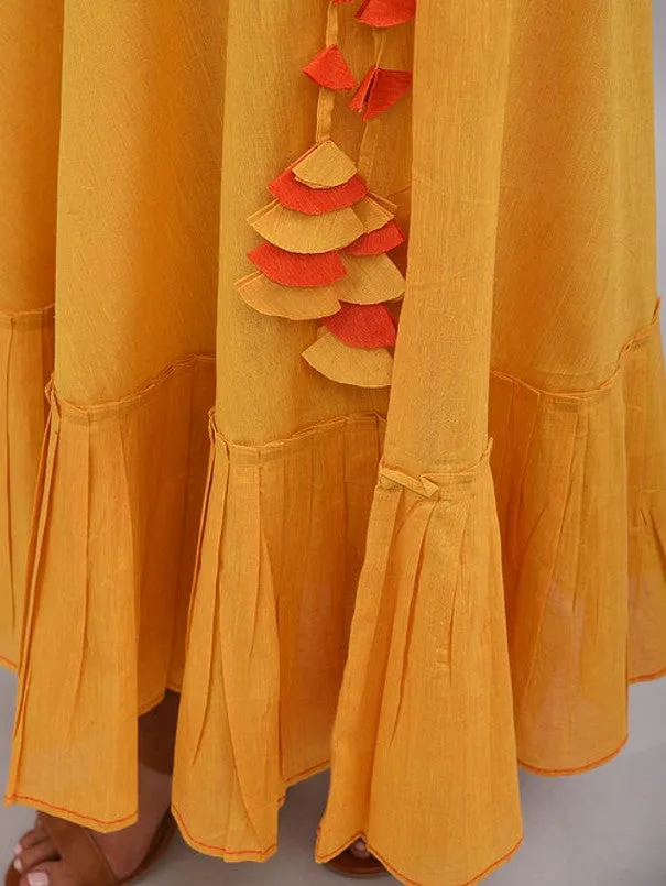 Yellow Umbrella Tiered Cotton Skirt